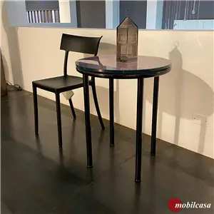 Album Candito tavolino - ø 60, h. 70 cm, struttura nero, piano madreperla