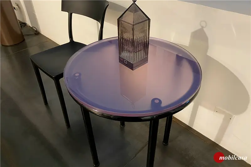 Album Candito tavolino - ø 60, h. 70 cm, struttura nero, piano madreperla