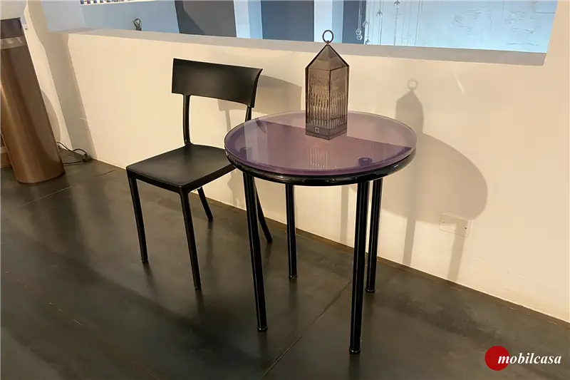 Album Candito tavolino - ø 60, h. 70 cm, struttura nero, piano madreperla