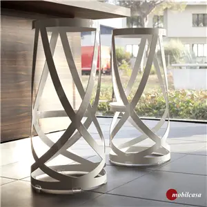 Cappellini Ribbon coppia di sgabelli alti - laccato lucido bianco