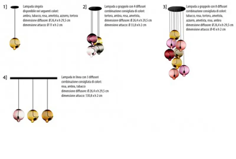 Cappellini Meltdown Lampada a Sospensione 8 Diffusori