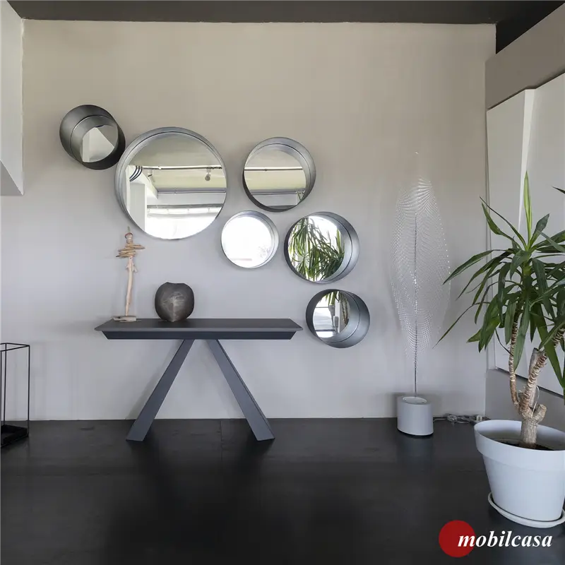 Cattelan Italia Convivium consolle – 130x50/300x75h cm, base Graphite, con piano e prolunghe ossido grigio