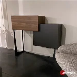 Cattelan Italia Cattelan Italia Portos mobile bar in legno verniciato graphite opaco e noce canaletto con base in acciaio verniciato graphite