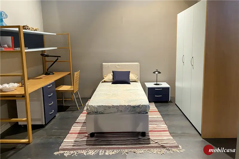 Citterio Libreria con piano e cassettiera faggio/blu