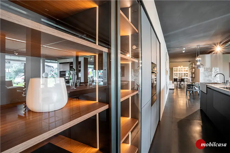 Dada VVD cucina con isola in acciaio ferrovia/Laccato opaco metallizzato Peltro