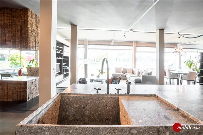 Dada VVD cucina con isola in acciaio ferrovia/Laccato opaco metallizzato Peltro