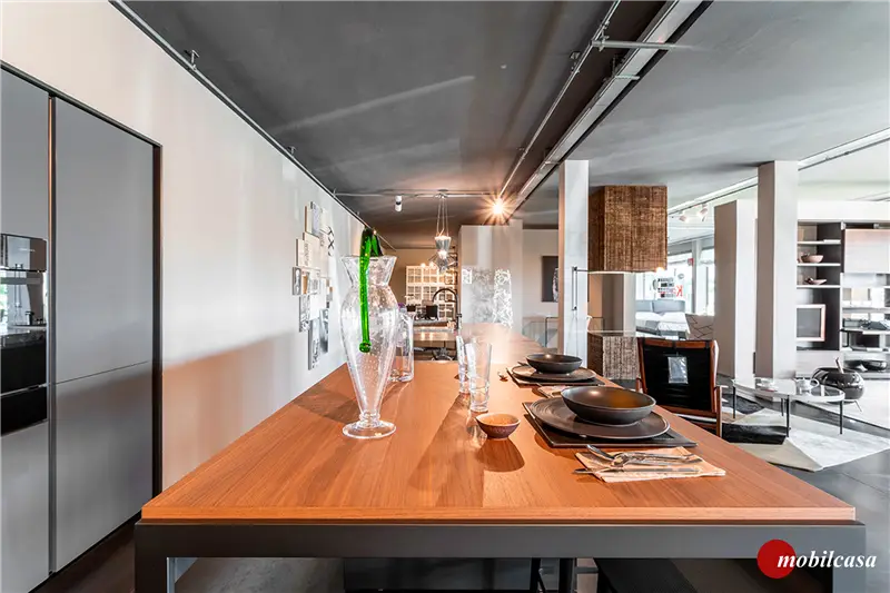 Dada VVD cucina con isola in acciaio ferrovia/Laccato opaco metallizzato Peltro