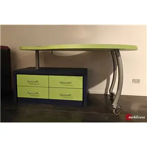 Dual Scrivania farfallone mango con cassettiera blu