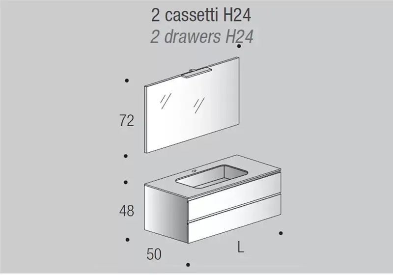 Edoné Easy 01 mobile bagno - 2 cassetti h.24 cm