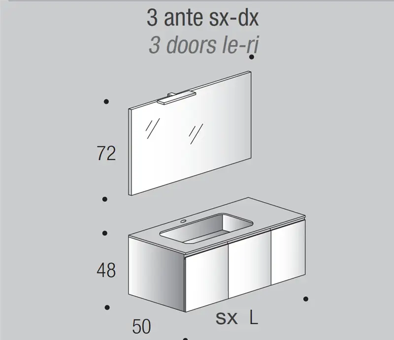 Edoné Easy 03 mobile bagno - 3 ante sx-dx