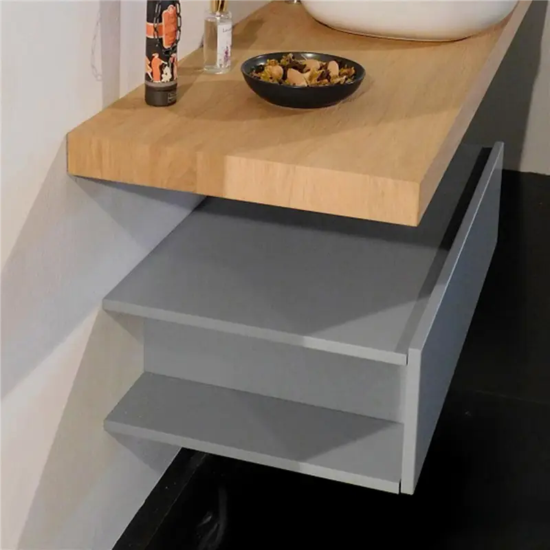 Edoné composizione BAGNO Maia finitura pietra opaco, top rovere nodato 180X12HX50P., lavello mod. troy con portasalviette