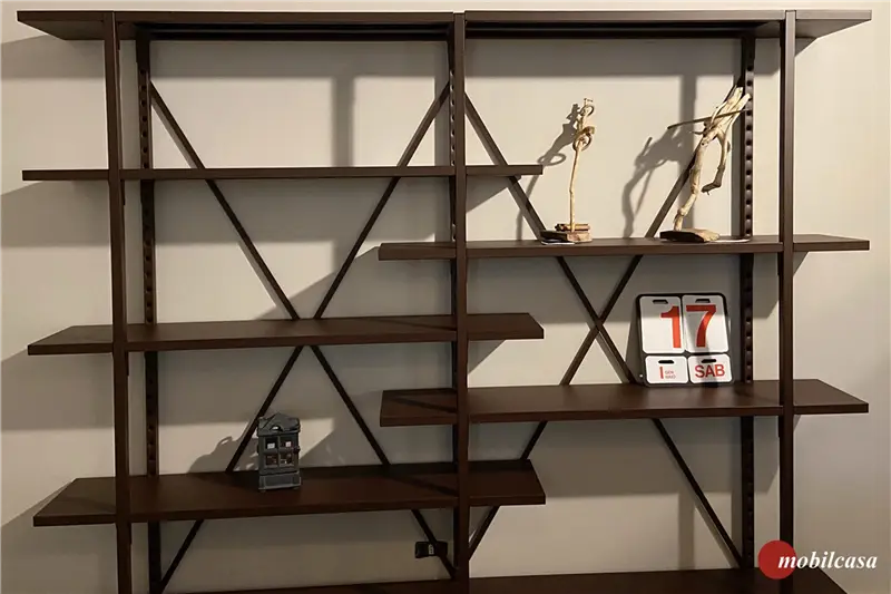 Fantin Uno Living composizione libreria - L.250, P.30, H.202 cm, colore ruggine