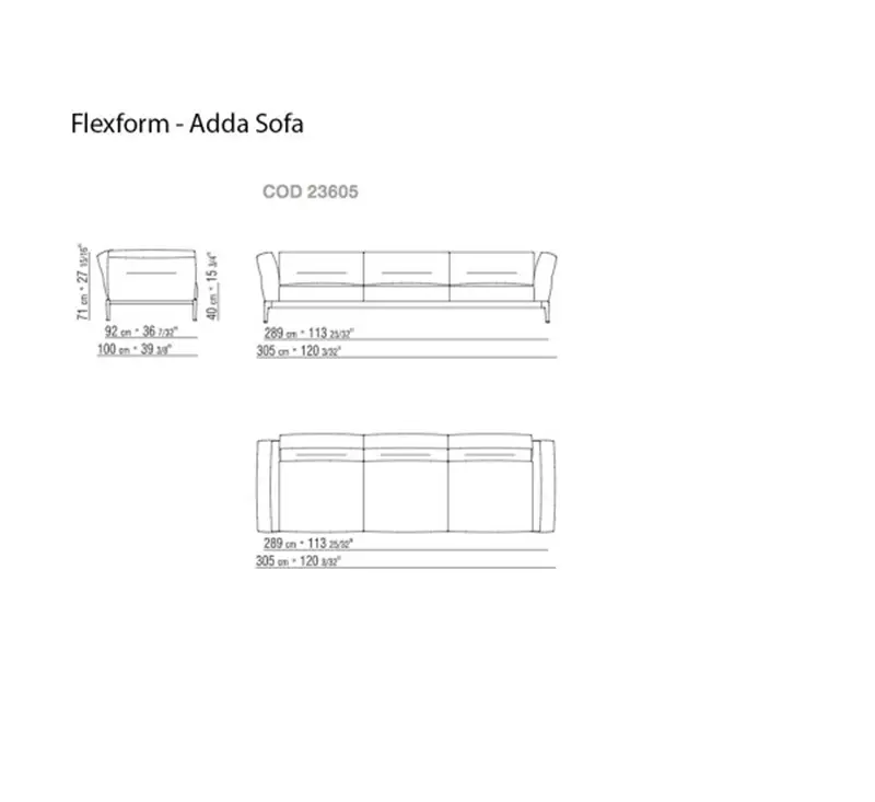 Flexform Adda Divano 3 Posti Topazio 994