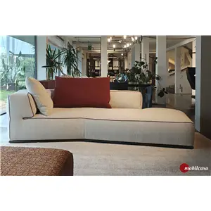 Flexform Divano Perry composto da 1 elelmento A 6 lati cm. 278x156 sx cat Extra riv. Elettra n. 201, profilo ecopelle bordeaux 10302+1 cuscino cm. 90x65+1 cuscino cm. 65x65