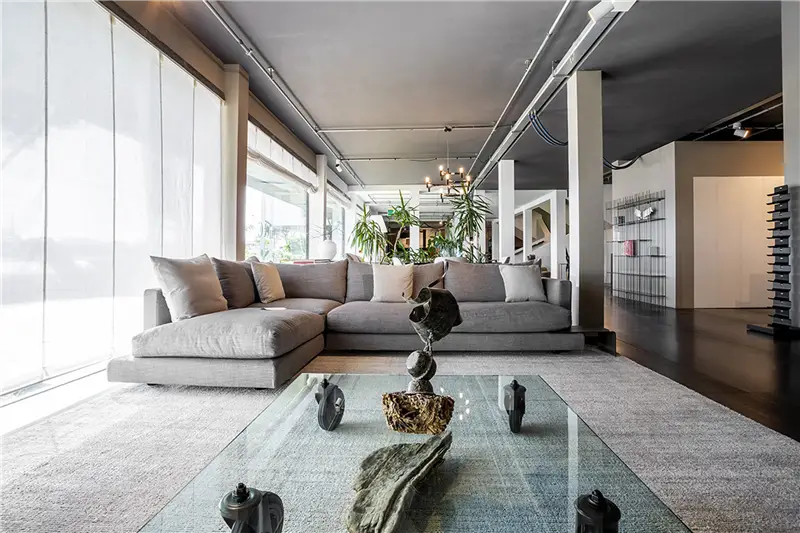 Flexform Long Island composizione divano – L.326, P.216, H. 82 cm, Rivestimento Timo con un cuscino 60x55, tre cuscini 40x40