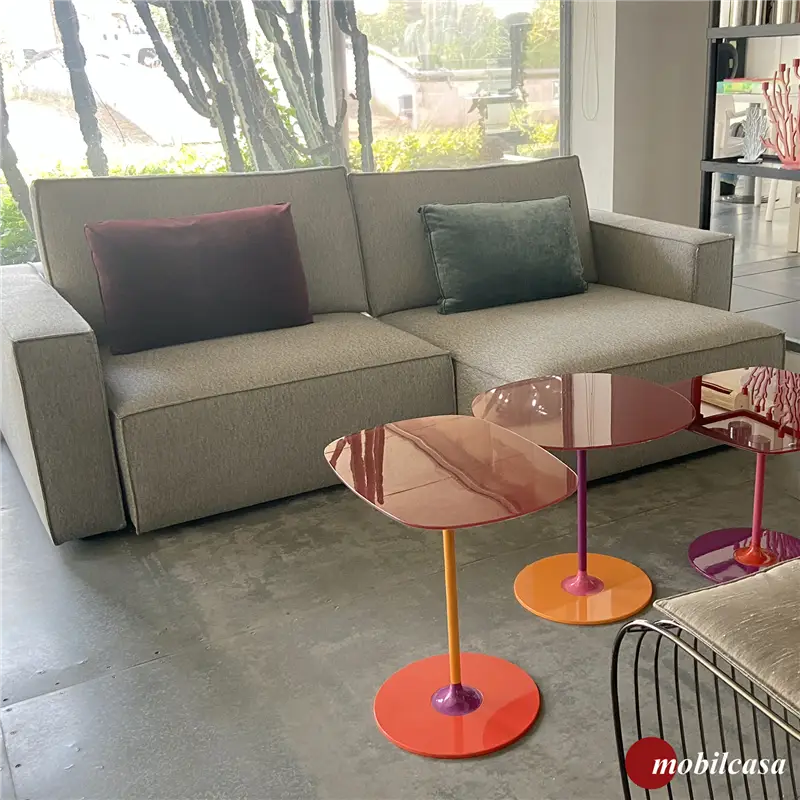 Flexteam Genius gold divano L.230 cm, p. 103 cm, h. 80 cm - tessuto maestrale (col. 13, cat. C) con due cuscini 38x58 cm in velluto