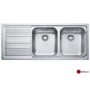 Franke Lavello Neptune Plus 2 buche+ gocciolatoio sx  NPX 621  Finitura Inox Satinato Da 116x51 Cm