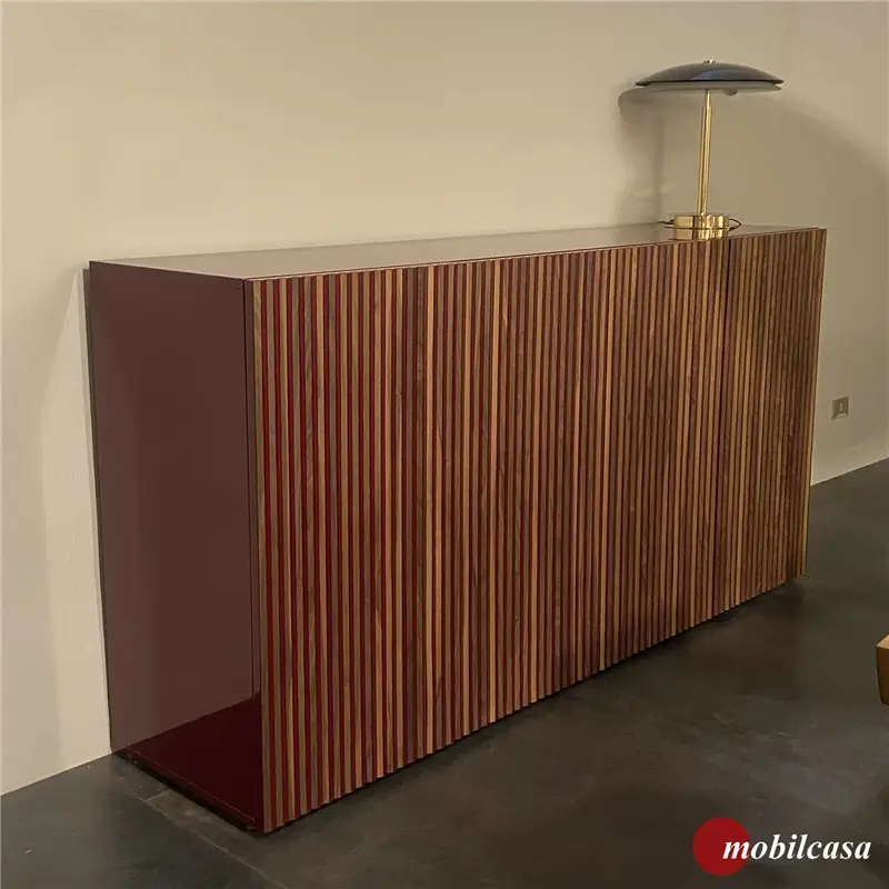 Horm Leon Decor Madia 192x49x98h - rosso lucido/noce