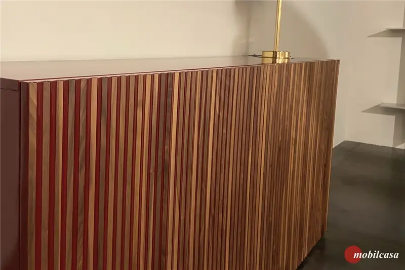 Horm Leon Decor Madia 192x49x98h - rosso lucido/noce