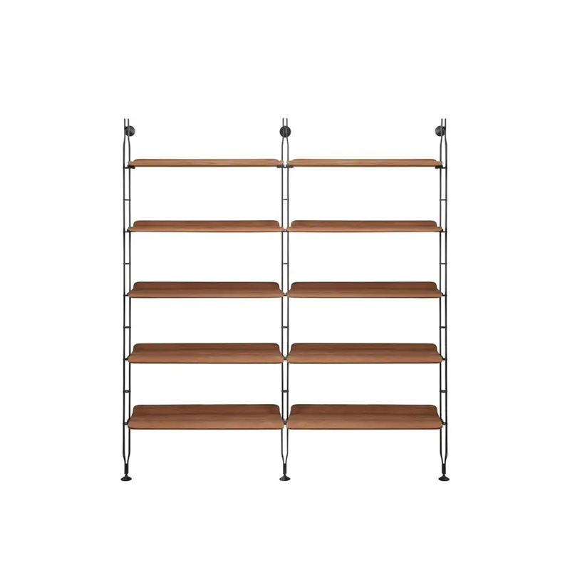 Kartell Adam Wood libreria - 10 ripiani, 3 montanti, legno scuro/nero