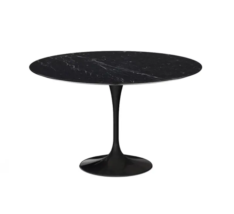 Knoll Saarinen Tavolo Tondo - Top Marmo Nero Marquina-Nero Marquina-Ø 137 cm - H. 72-Rilsan Nero