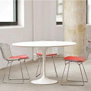 Knoll Saarinen Tavolo Tondo Ø 120 - Top Laminato Bianco/Rilsan Bianco