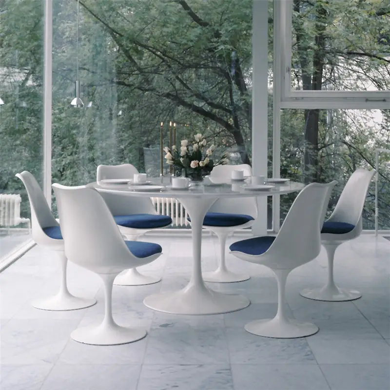 Knoll  Saarinen Tavolo Tondo Ø 120 - Top Laminato Bianco/Rilsan Bianco
