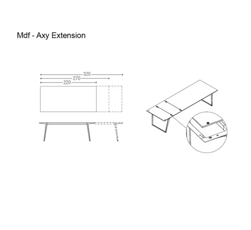 MDF Italia Axy Extension Tavolo Allungabile - 100x220 Rovere Chiaro/Bronzo