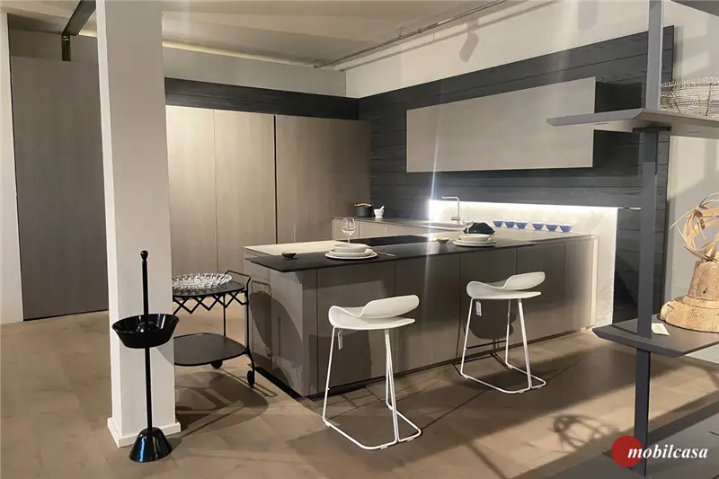 Modulnova Skill composizione cucina angolare con tavolo snack