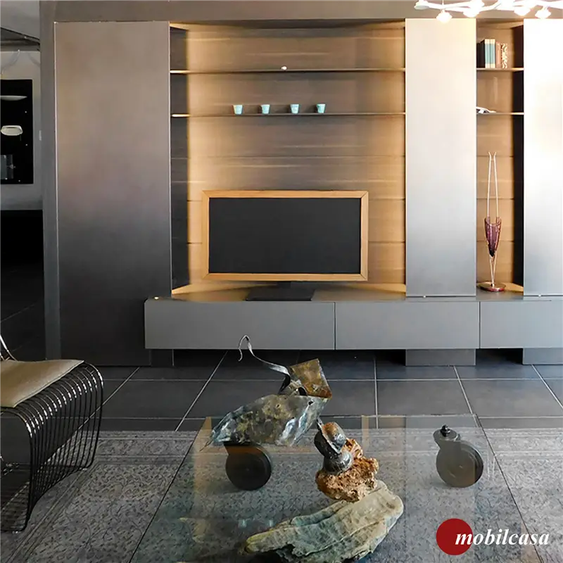 Modulnova Blade composizione soggiorno in finitura metal dust