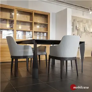 Molteni & C Diamond tavolo cm. 140x140 cm struttura moka con piano in marmo Sahara