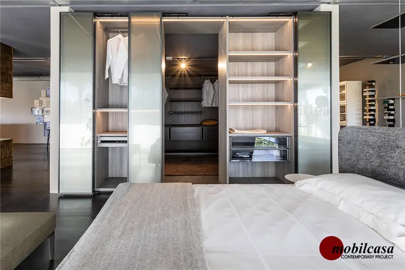 Molteni & C Sistema chiusura cabina Gliss Master, argilla, cembro argento, peltro vetro stopsol net