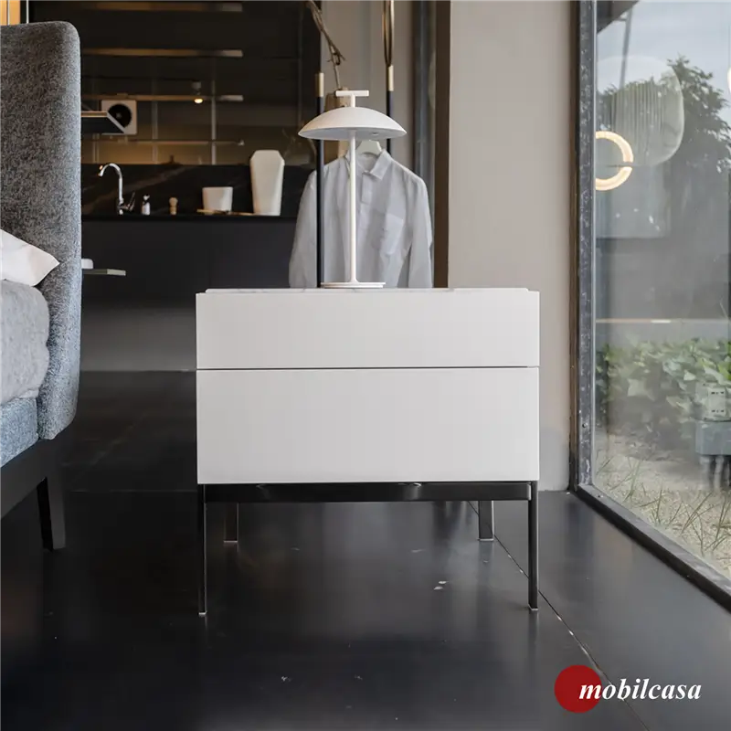 Molteni & C Comodino 606 SCC2 2 cassetti - Bianco calce opaco