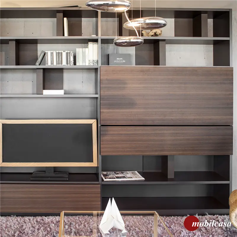 Molteni & C 505 parete attrezzata in eucalipto – L. 271, P. 47, H. 232 cm