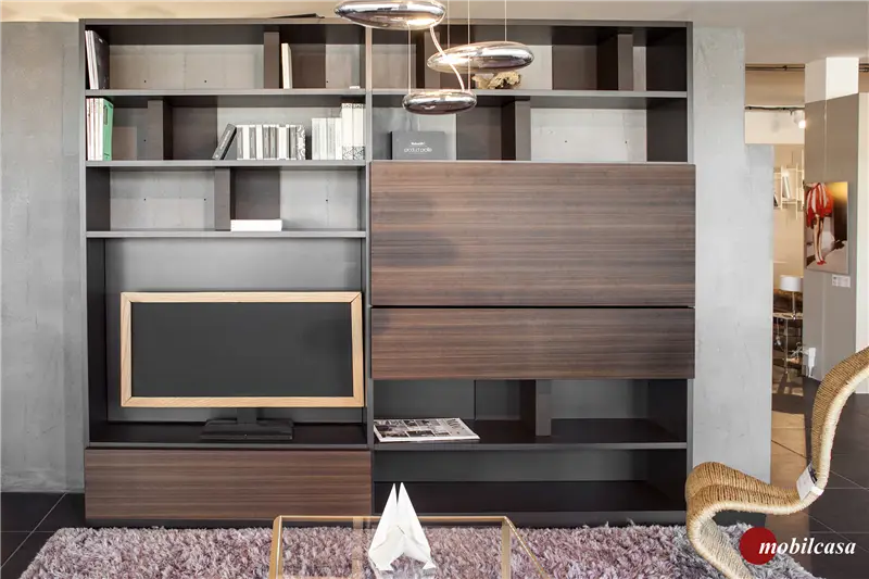 Molteni & C 505 parete attrezzata in eucalipto – L. 271, P. 47, H. 232 cm