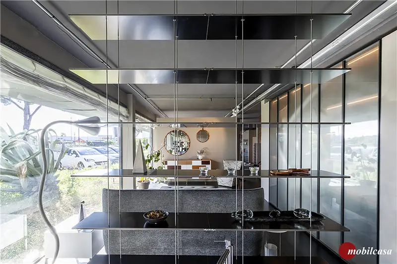 Molteni & C Graduate libreria - cm. l 200xh 230,6x35p finitura alluminio anodizzato nero