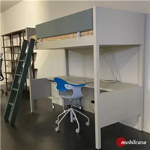 Nidi Camelot letto a castello con scrittoio - L. 213, P. 980, H. 180,8 cm - Canapa