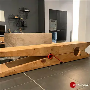 Riva 1920 Riva 1920 Molletta panca - L. 239,4, P. 45, h. 43 cm in cedro grezzo, molla rossa