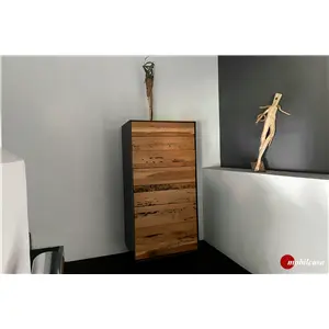 <span class="brand">Riva 1920</span> Rialto 2013 Cassettiera - L. 64,8 cm, P. 46,3 cm, h. 138,5 cm, interno in rovere, frontali briccola, struttura esterna in ferro naturale