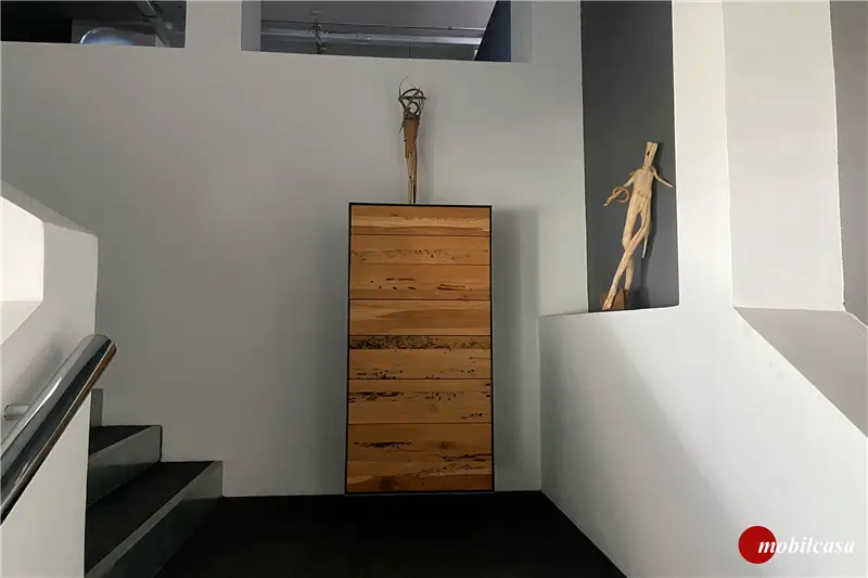 Riva 1920 Rialto 2013 Cassettiera - L. 64,8 cm, P. 46,3 cm, h. 138,5 cm, interno in rovere, frontali briccola, struttura esterna in ferro naturale