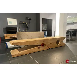 <span class="brand">Riva 1920</span> Molletta panca - L. 239,4, P. 45, h. 43 cm in cedro grezzo, molla rossa