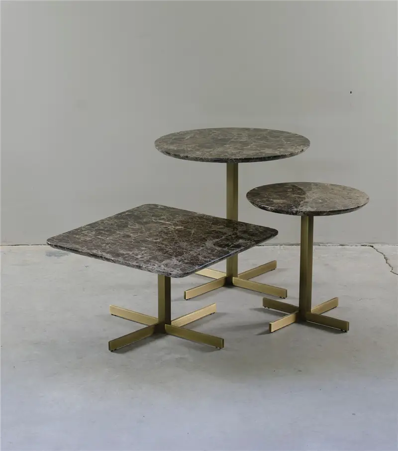 XAM XO Brass Tavolino Rotondo in Marmo