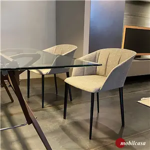 Zanotta Liza coppia di poltroncine, gambe verniciate nere, tessuto Vins cenere