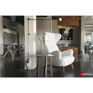 Zanotta Poltrona Ardea cm base noce canaletto rivestimento  Quid bianco ecrù