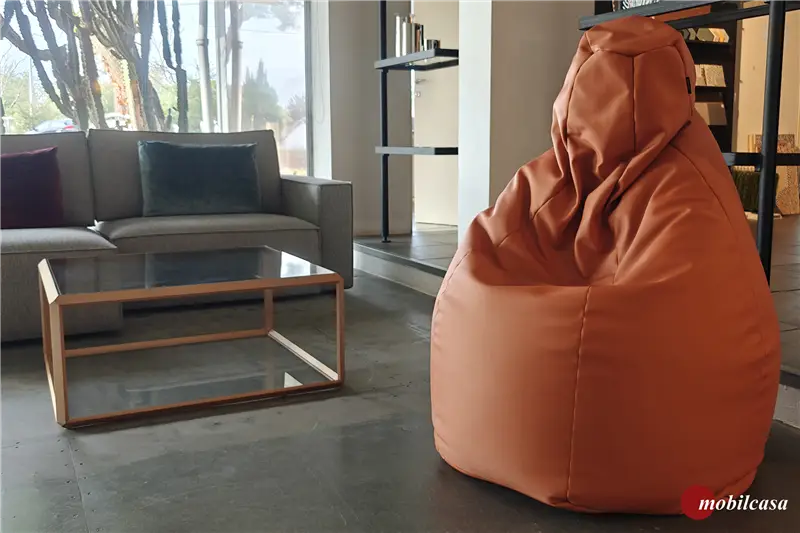 Zanotta SACCO poltrona ergonomica finitura arancio/ruggine tessuto vip