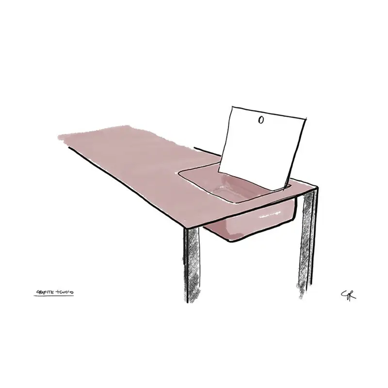 Zanotta Calamo scrivania in metallo e cuoio nero