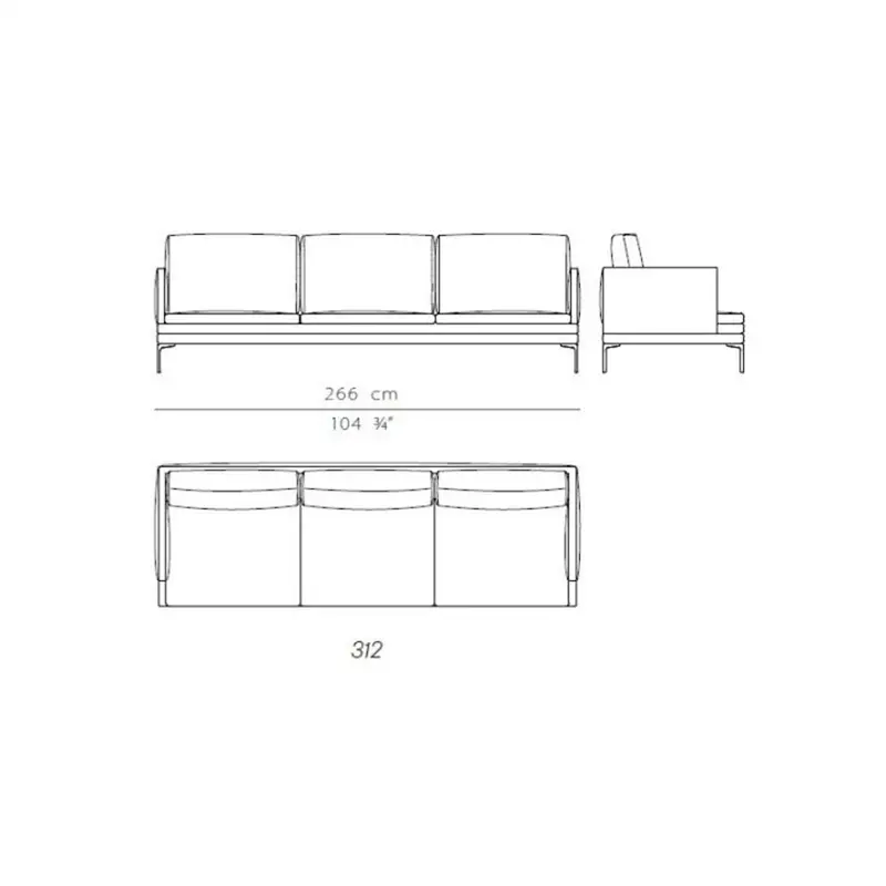 Zanotta William Divano L. 286 cm